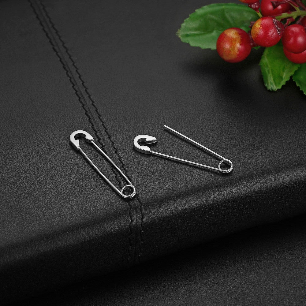 Punk Rock Unique Design Gold Silver Rainbow Color Stainless Steel Saftey Pin Earrings