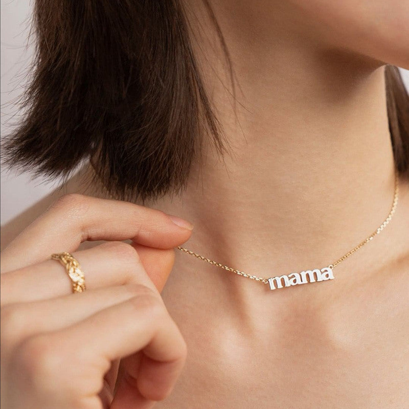 MAMA | 18k Gold No Fade Stainless Steel Mama Mom Tarnish Free Initial Letter Necklace