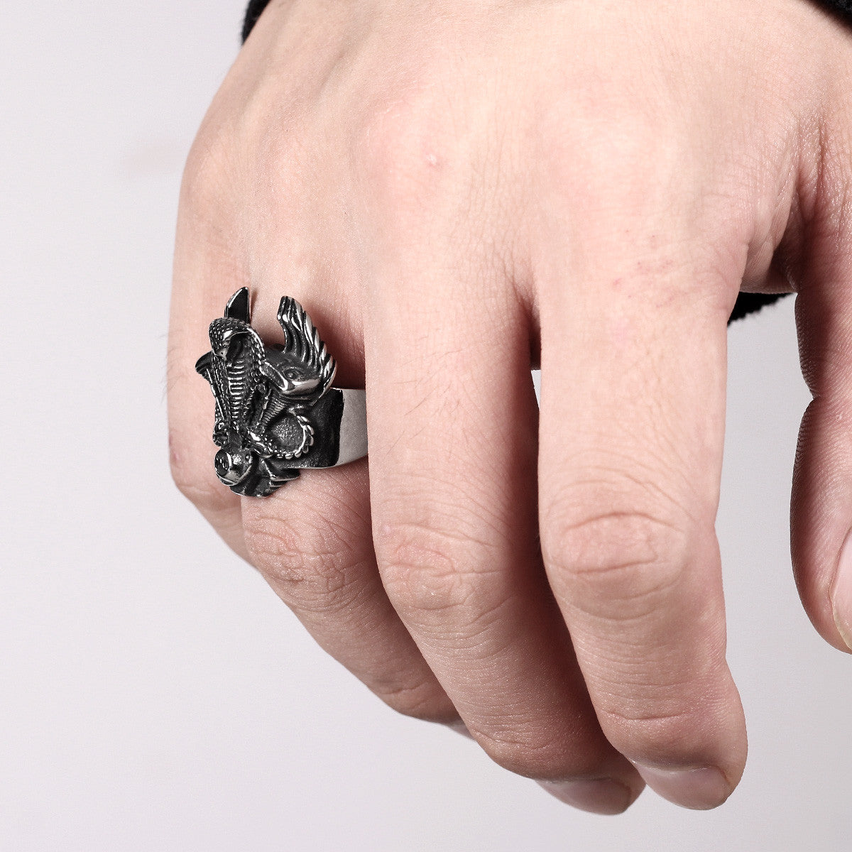 Cobra | Stainless Steel Locomotive Engine Unique Street Wear Biker Rings