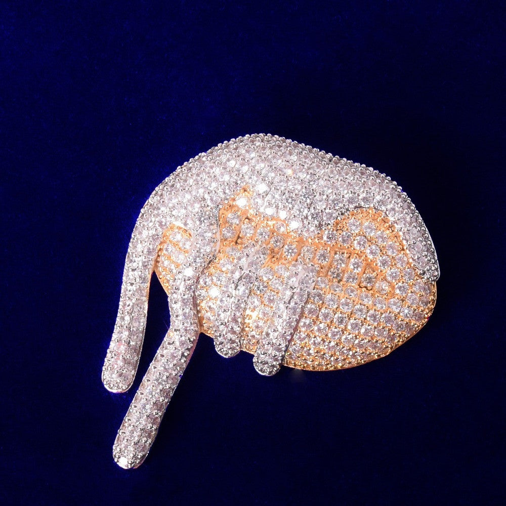 18k Gold Drooling Covered Lips AAA Flooded Ice Hip Hop Pendant Chain Necklace