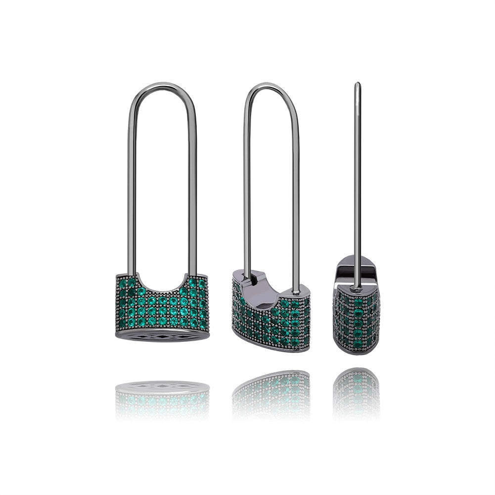 Ladies Flooded Ice Fashion Game On Lock Pad Lock Bling Bling Earrings