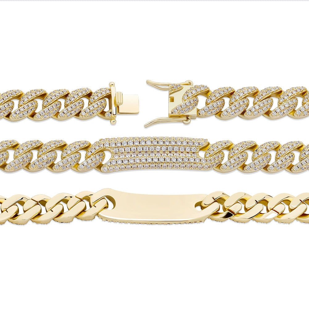 Flooded Ice AAA Micro Pave 9mm ID Style Miami Cuban Hip Hop Chain Bracelet