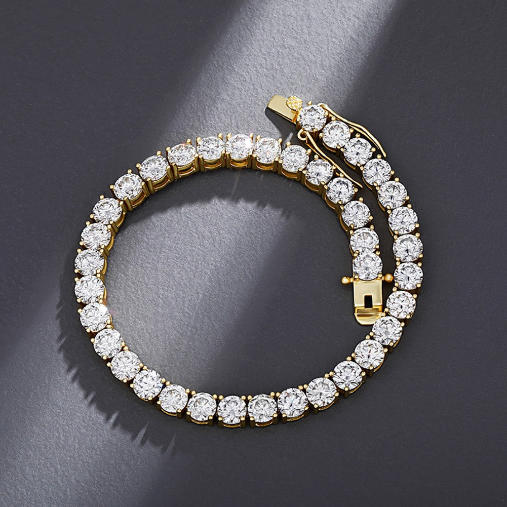 Moissanite Genuine Lab Diamond 925 Sterling Silver 3mm-5mm Round Cut Tennis Bracelet