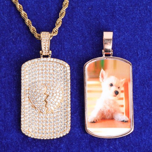 5A Stone Don't Break My Heart Photo Picture Bling Pendant Chain Necklace