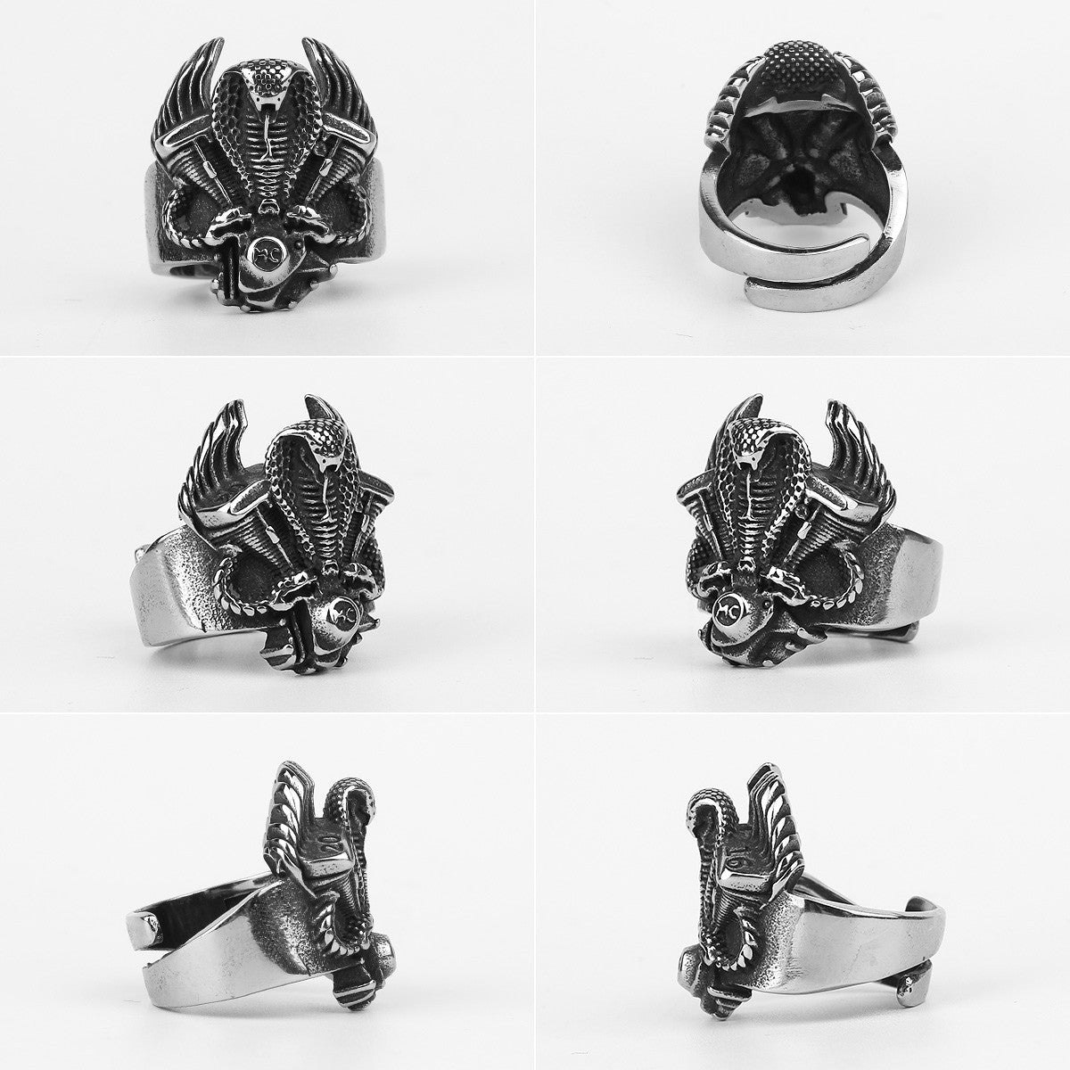 Cobra | Stainless Steel Locomotive Engine Unique Street Wear Biker Rings