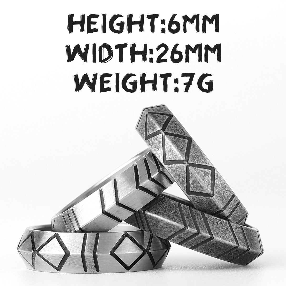 Rhombus Diagonal | 316L No Fade Star Craft Striped Stainless Steel Men's Unique Mysterious Rings