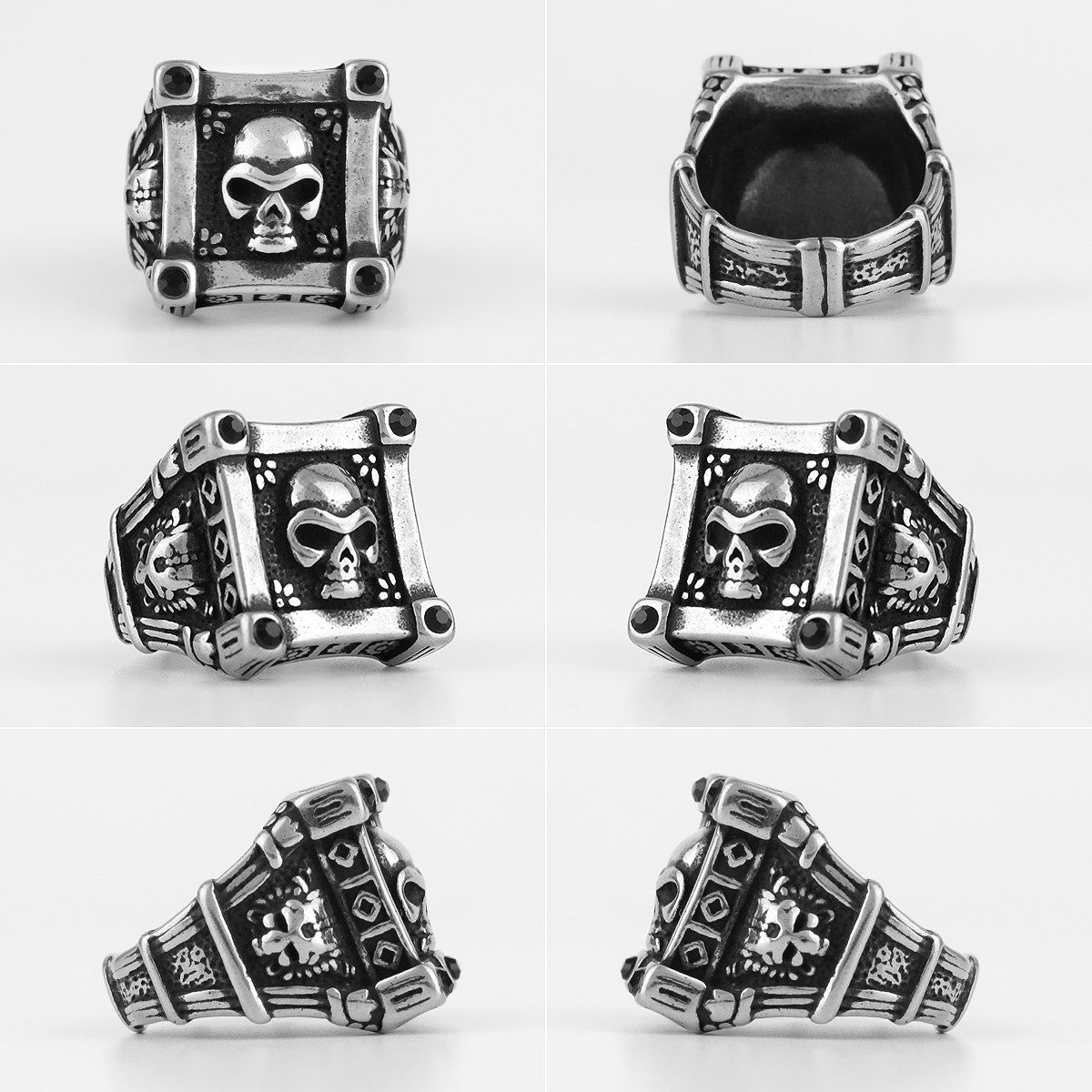 Dominant Life | Men's Skull Black Zircon No Fade Stainless Steel Unique Style Rings