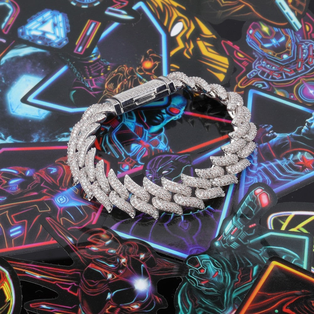 16mm Thorns Miami Cuban Link Lock Clasp AAA Micro Pave Bracelet