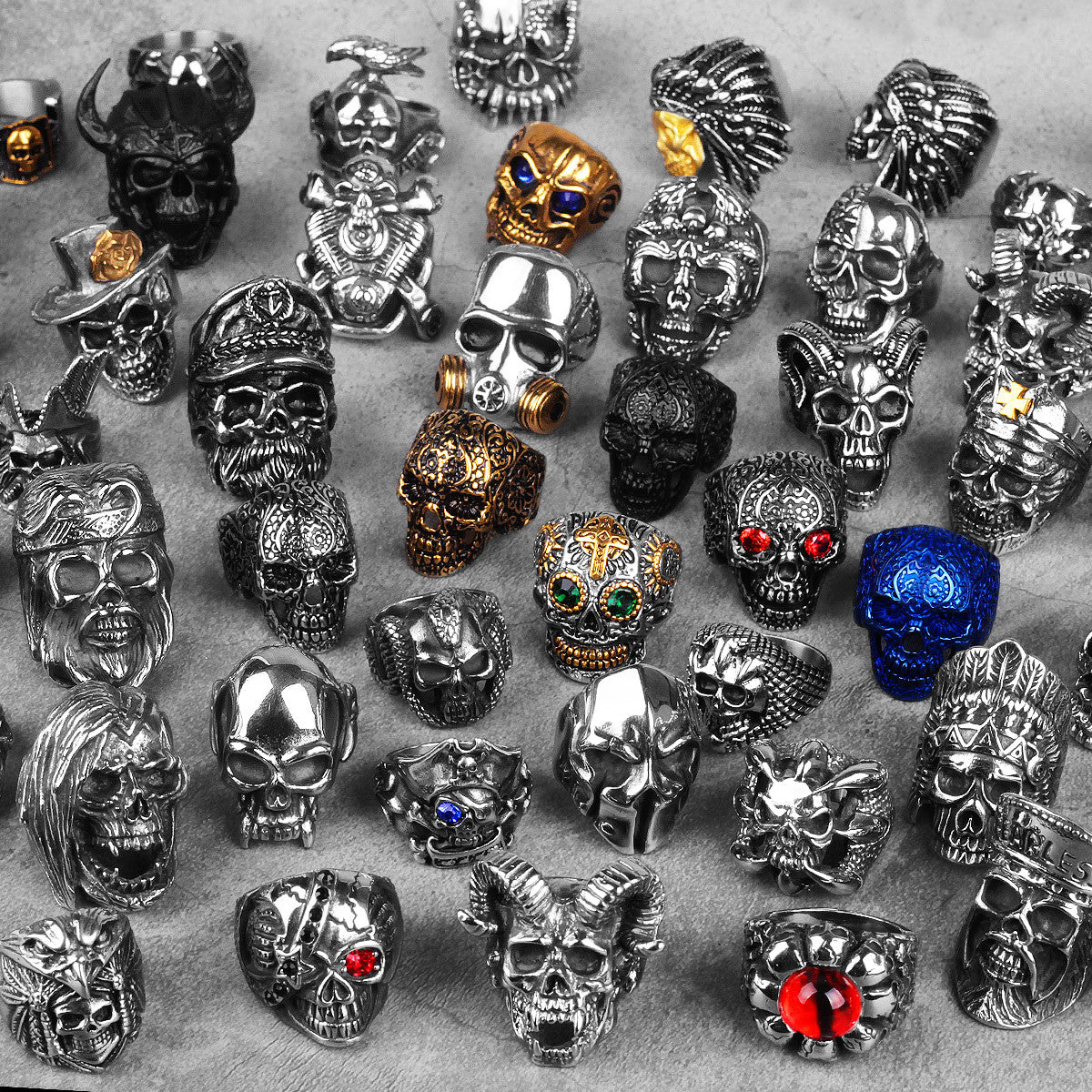 Skull Head Collection | Stainless Steel Wicked Skulls 316L No Fade Bike Skull Rings