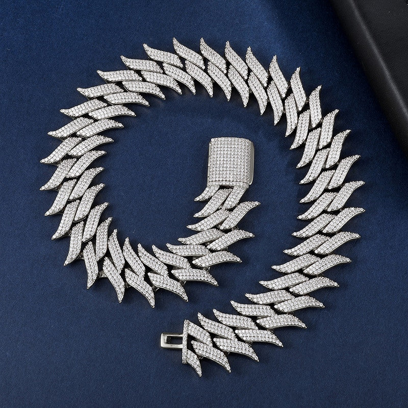 Fire Boy Flame Hot Boy 18k Gold .925 Silver Flooded Ice Hip Hop Cuban Link Chain Bracelet Set