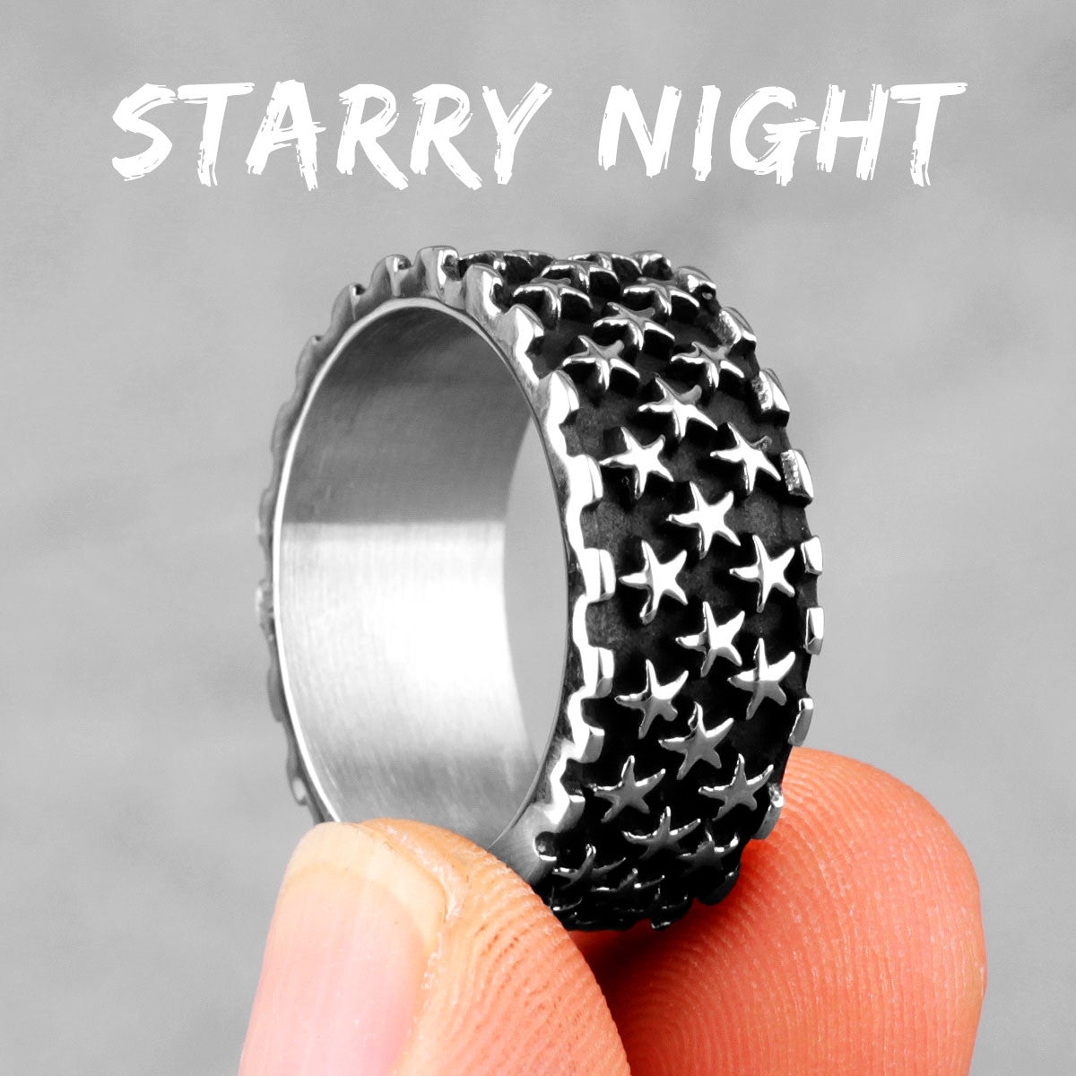 Stars Shine Bright Starry Night 316L Stainless Steel Street Wear Rings