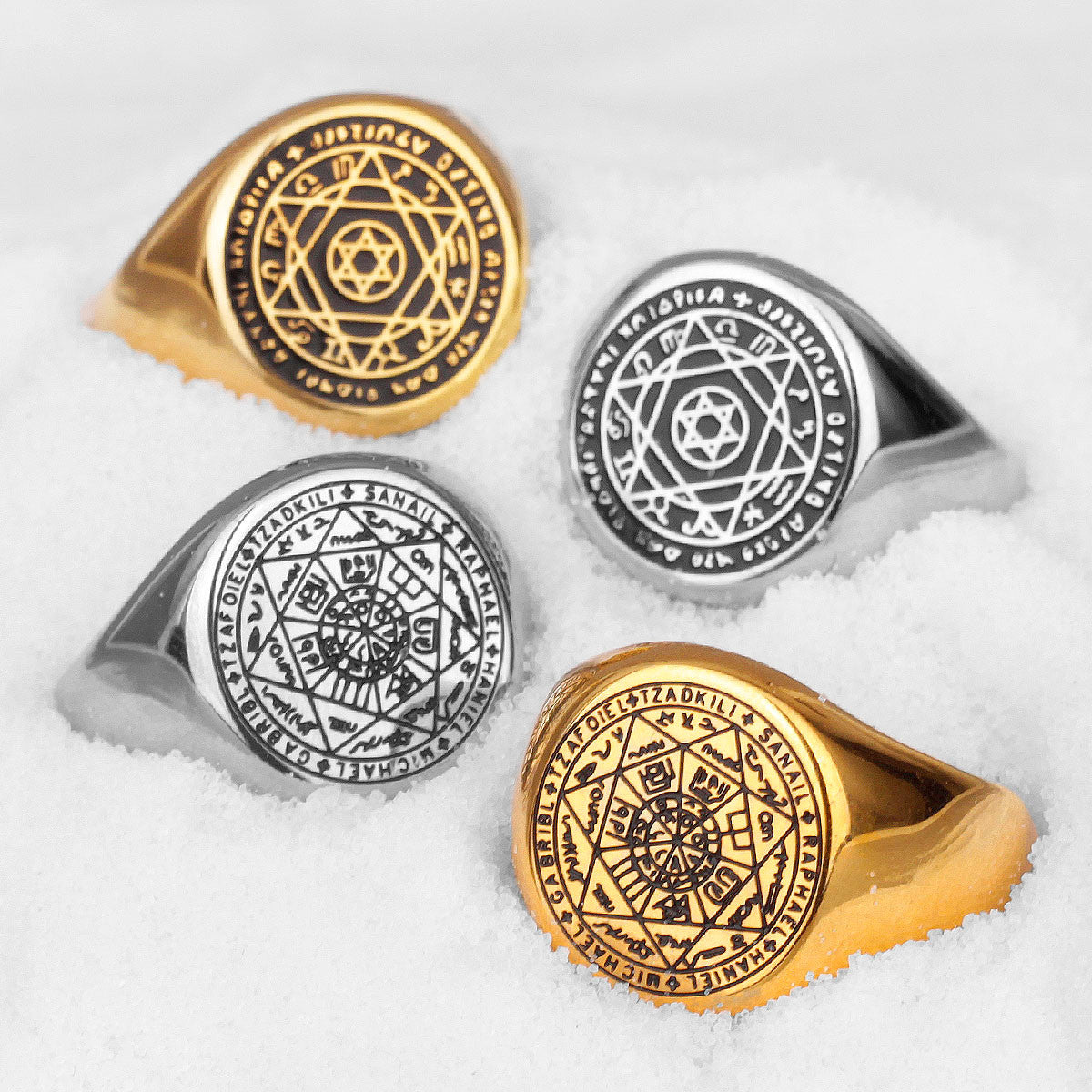 Patron Saint Star of David | 14k Gold Over Stainless Steel Amulet Designer Rings