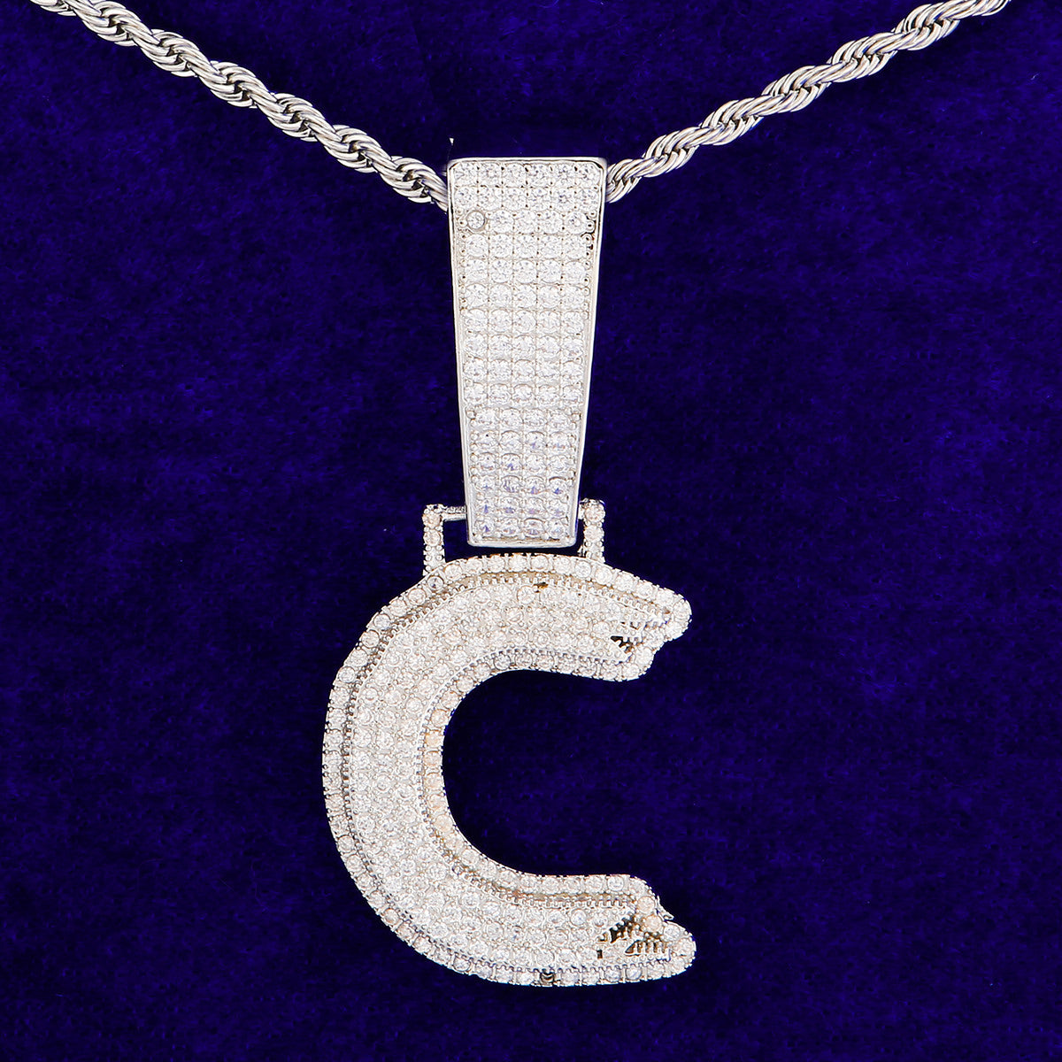 24k Gold 925 Silver Iced Initial Graffiti Letter Hip Hop Pendant Chain Necklaces
