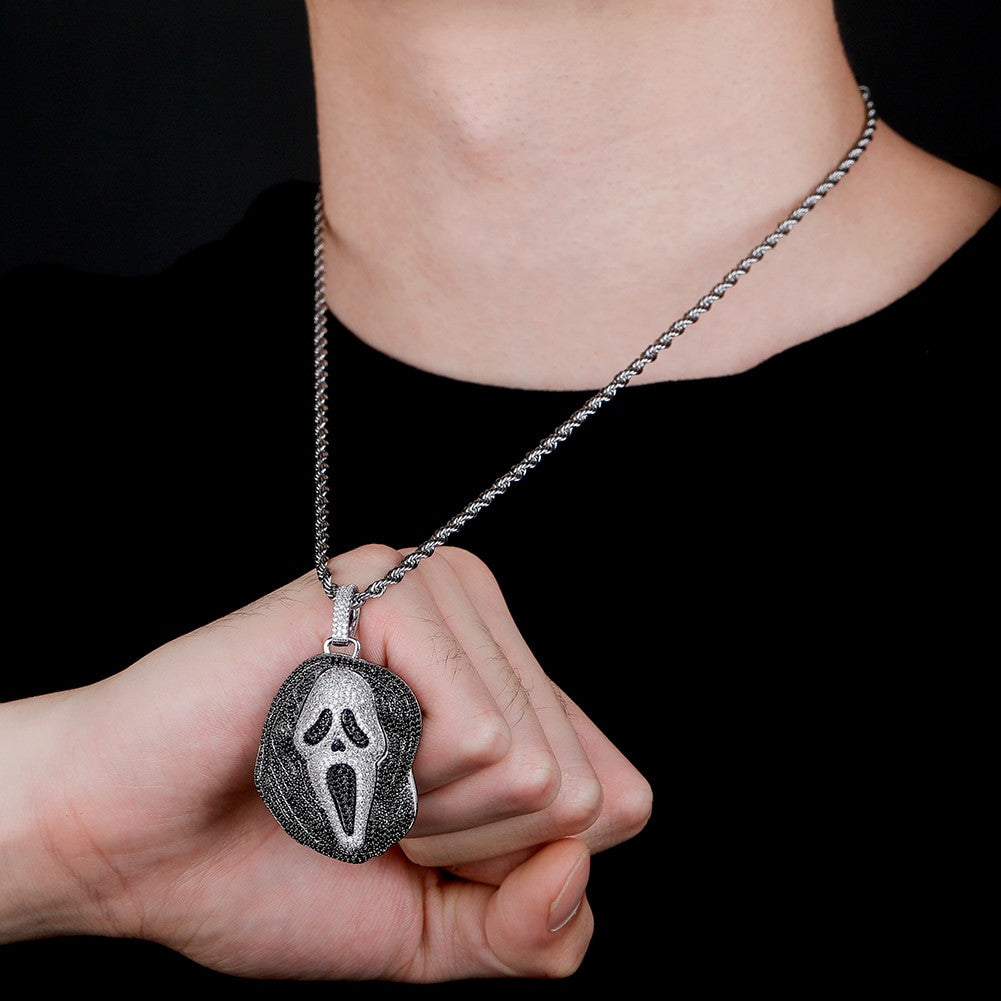 New Fashion Flooded Ice Dead Zone Scream Mask Hip Hop Pendant Chain Necklace