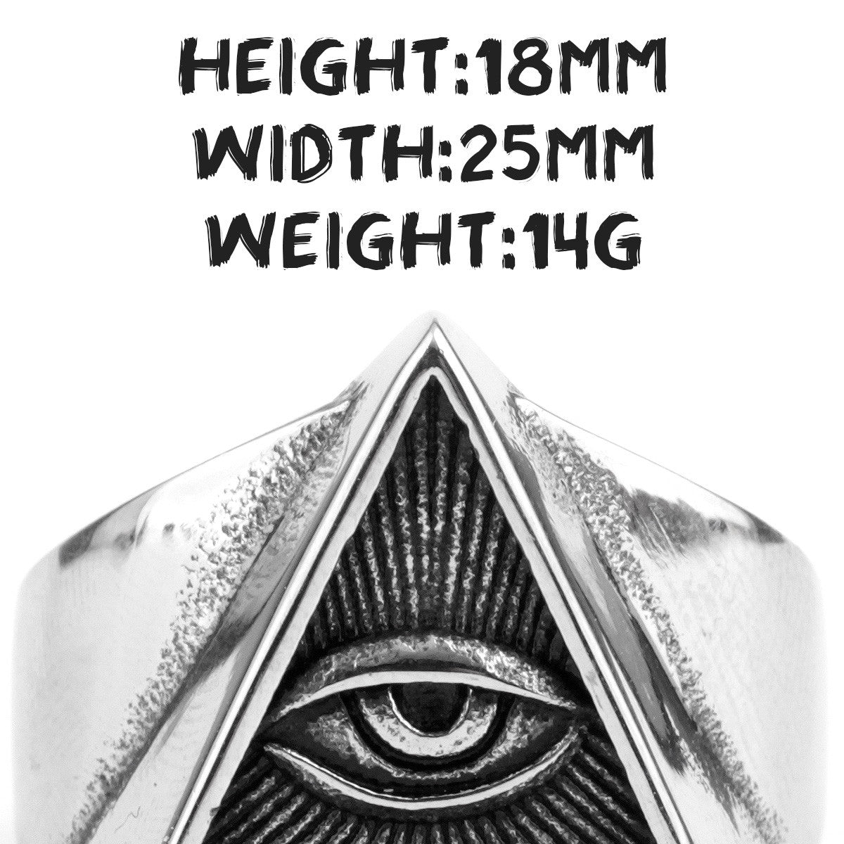 Freemason Illuminati | 316L No Fade Stainless Steel Triangle Masonic All Seeing Eye Rings
