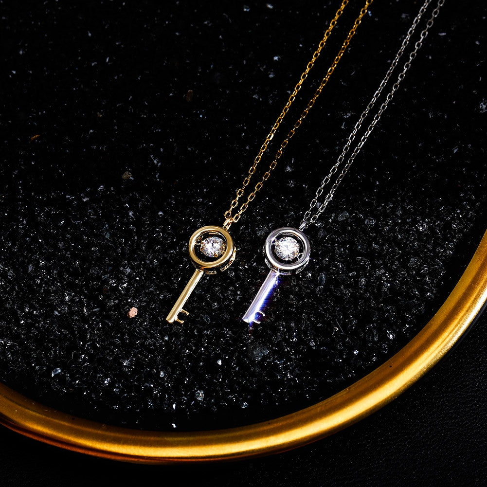 Ladies 14k Gold Over 100% 925 Sterling Silver Retro Skeleton Key Pendant Necklace