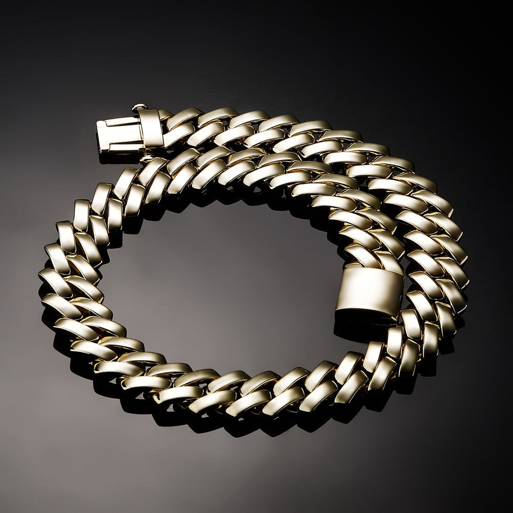 Mens 18MM Street Wear Spring Clasp Designer Cuban Link Hip Hop Chain