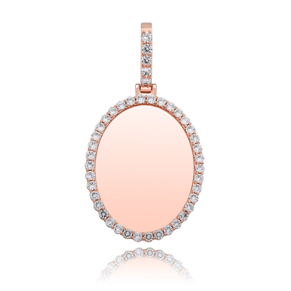 Flooded Iced Oval Custom Photo Picture Selfie Hip Hop Pendant Chain Necklace