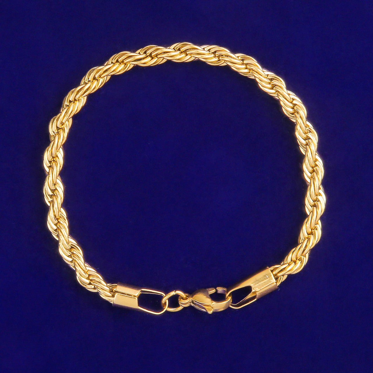 24k 925 Silver Rose Gold 5MM Rope Link Bling Street Wear Bracelets