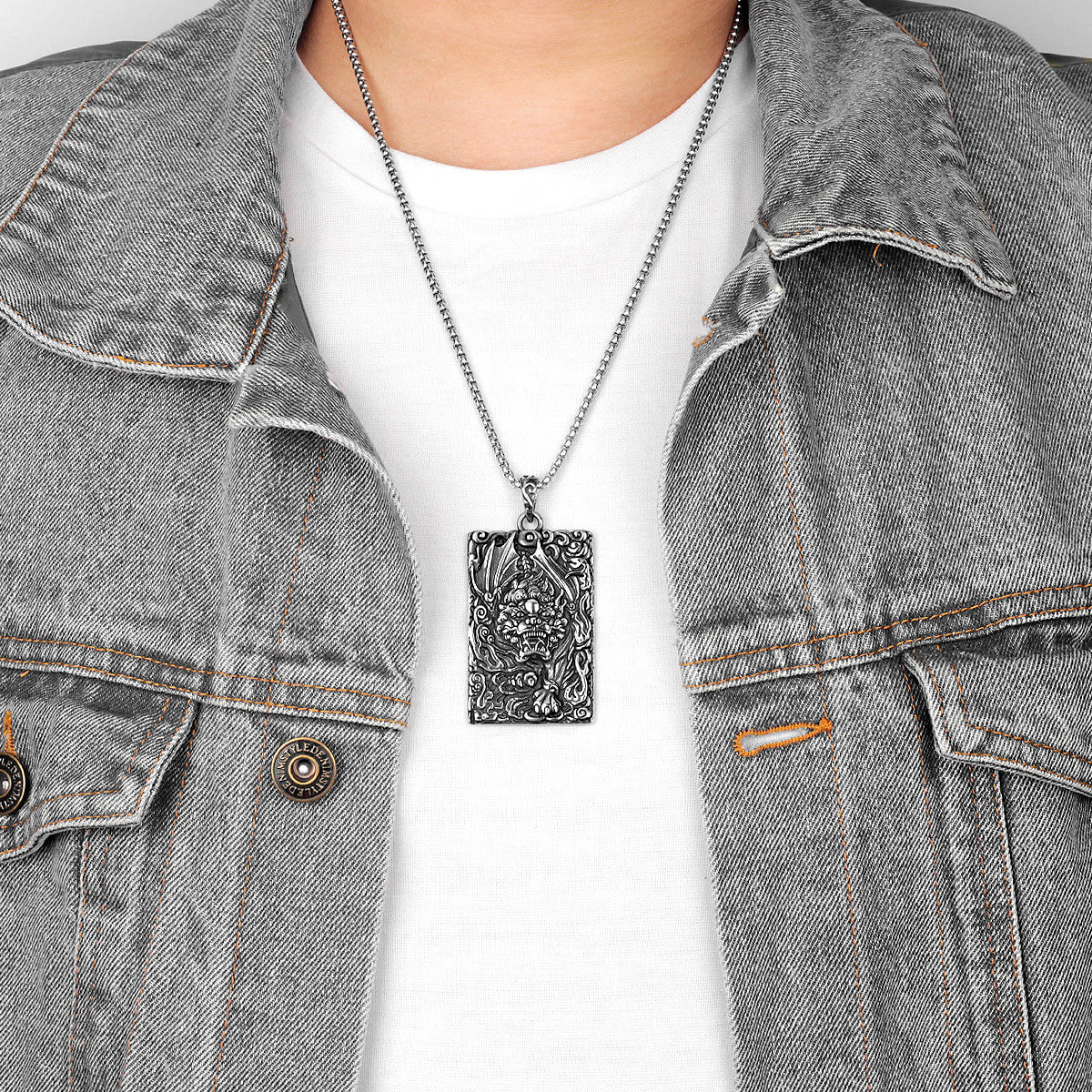 Mens Chinese Unicorn Stainless Steel Brave Troops Street Wear No Fade Pendant