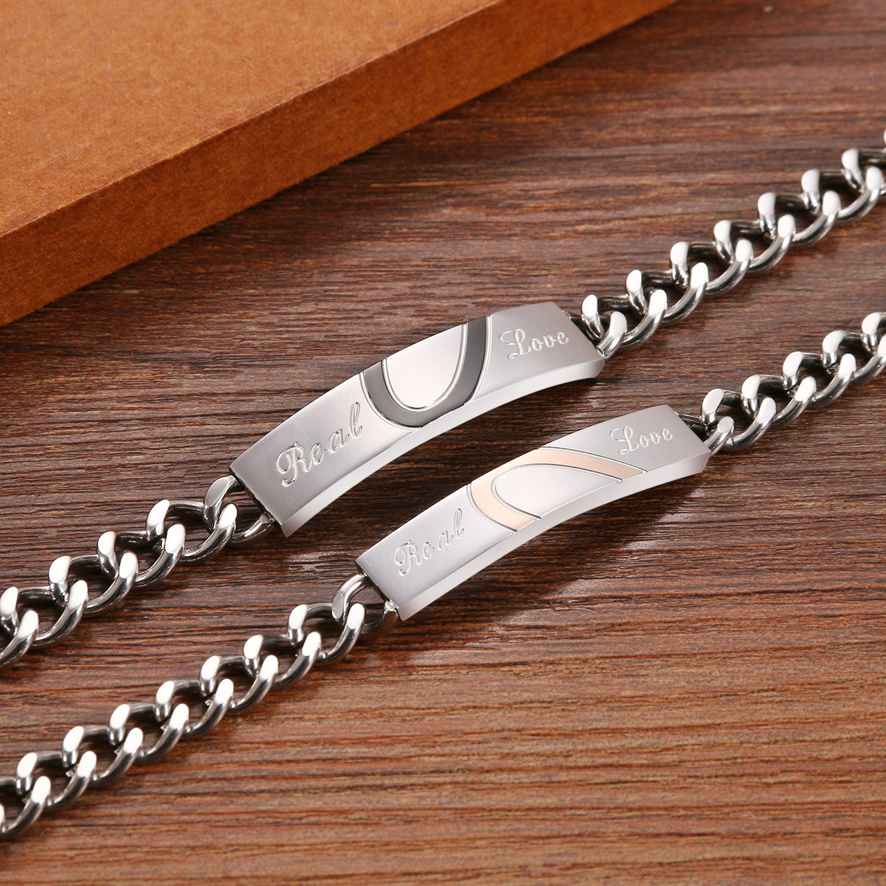 Couples Lovers Real Love No Fade Stainless Steel Heart Bracelet