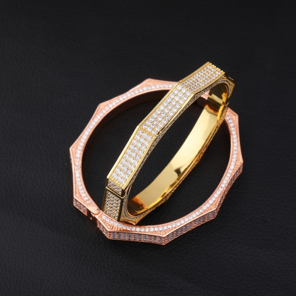 14k White Yellow Rose Gold Flooded Ice Show Stopper Hip Hop 5A Micro Pave Stone Bracelet