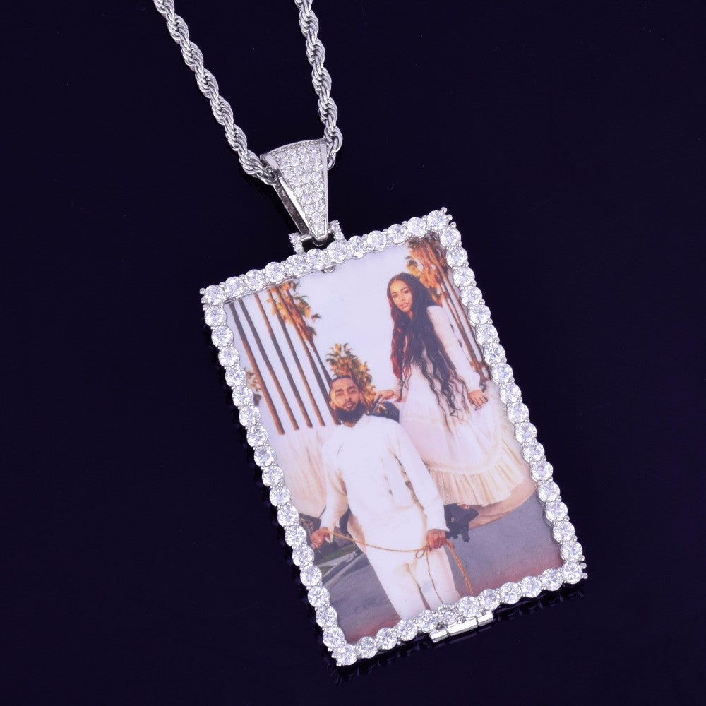 Moments In Time | 4 Prong Set Custom Square Picture Hip Hop Pendant