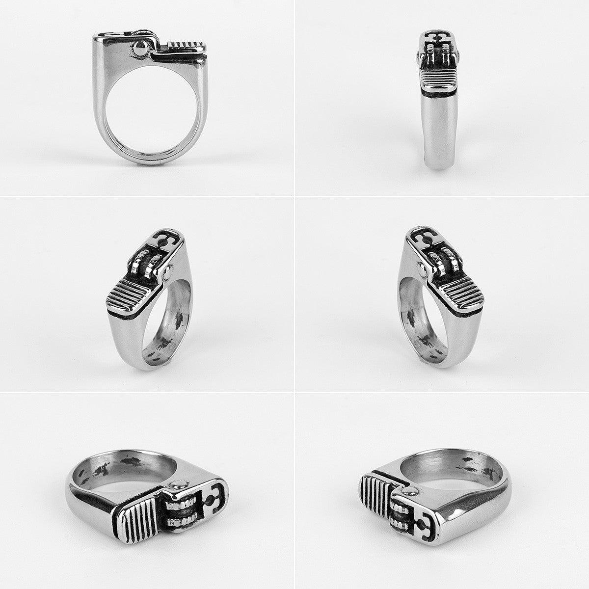 Men's 316L Stainless Steel Faux Lighter No Fade Street Wear Rings