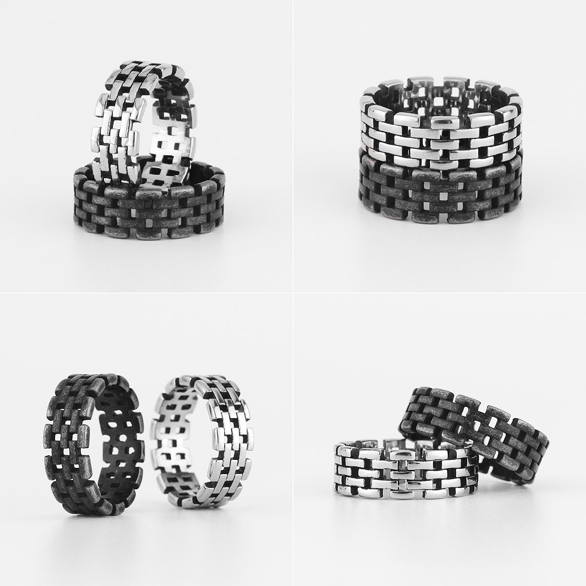 On Guard | 316L Vintage Look Black Hollow Solid Stainless Steel Hip Hop Rings