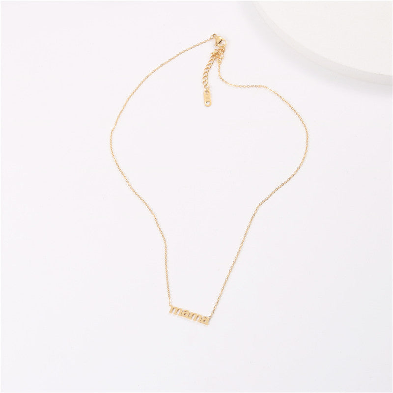 MAMA | 18k Gold No Fade Stainless Steel Mama Mom Tarnish Free Initial Letter Necklace