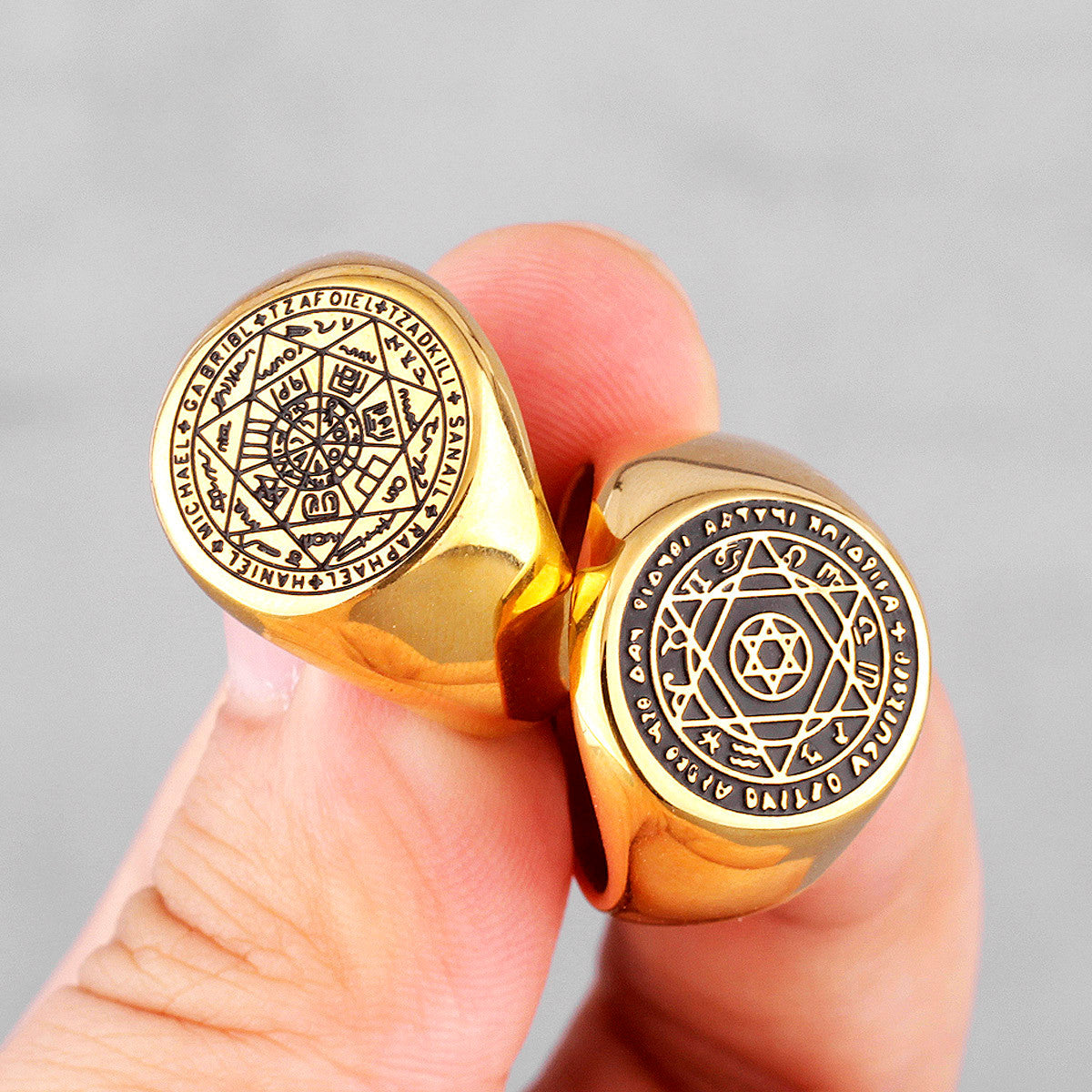 Patron Saint Star of David | 14k Gold Over Stainless Steel Amulet Designer Rings