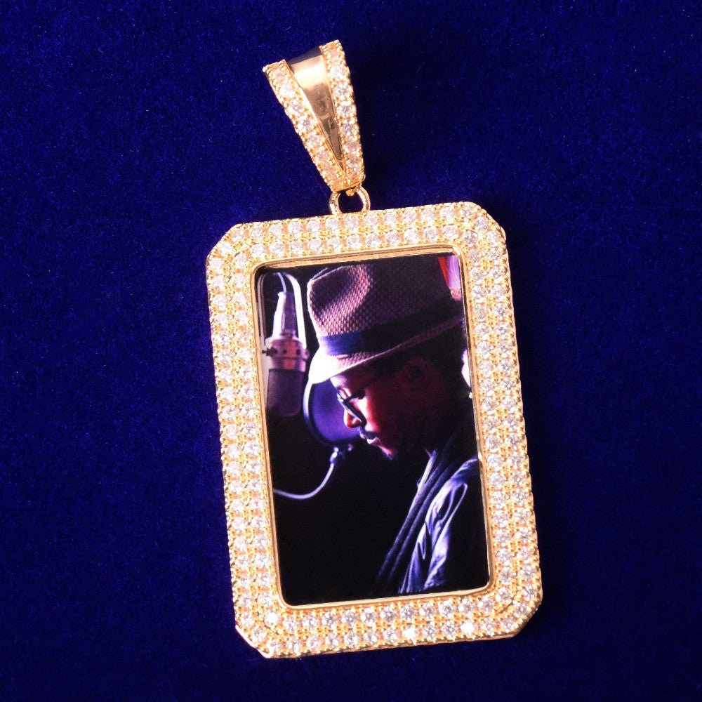 Crowned Jewel | Two Row Iced Border Custom Photo Memories Hip Hop Pendant