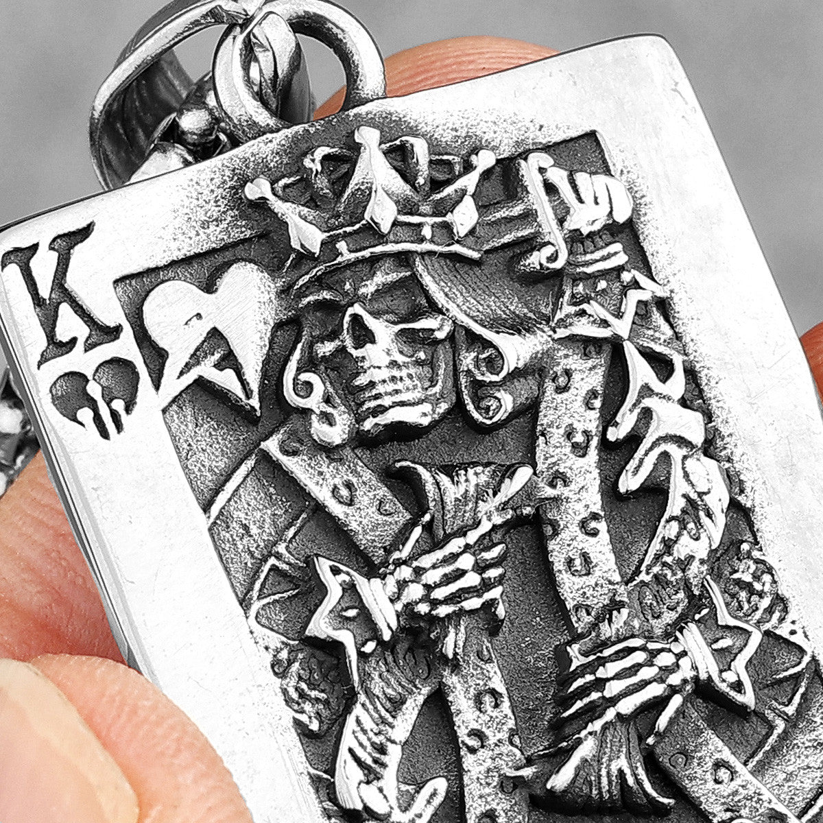 King Of Spades | Stainless Steel Skull Spade King Poker Card Street Style Pendant