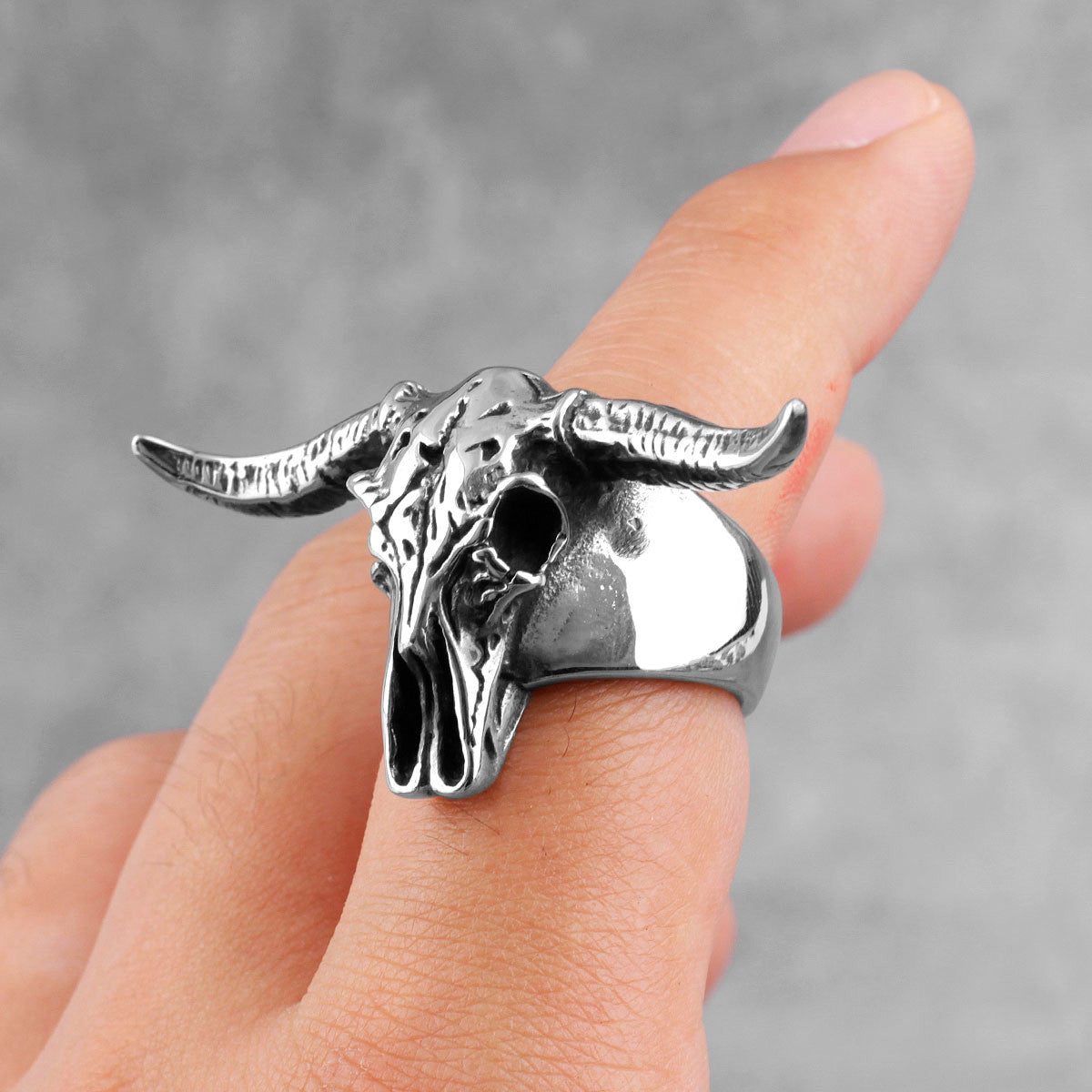Aries | Mens No Fade 316L Stainless Steel Symbolic Ram Skull Street Wear Rings