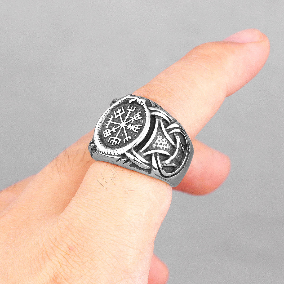 Men's No Fade Stainless Steel Celtic Knot Viking Trident Street Wear Rings