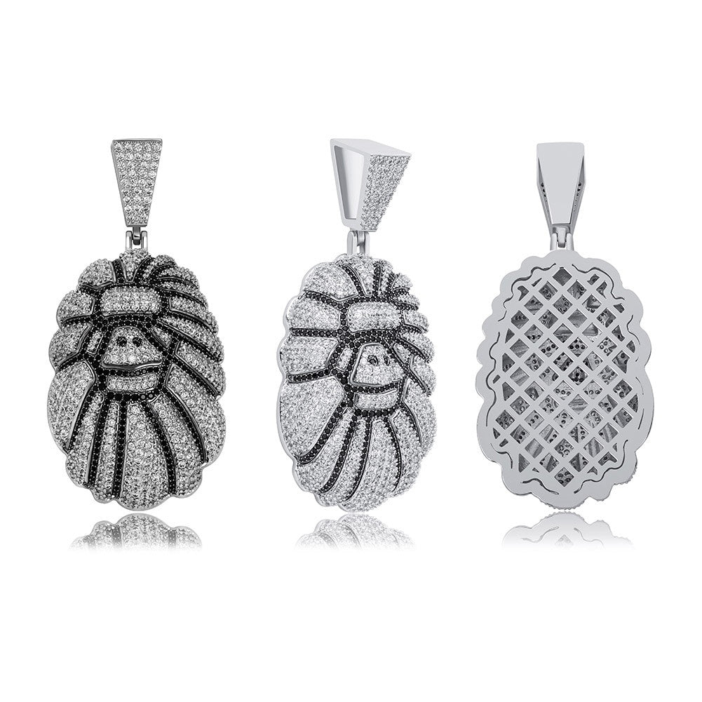 14k Gold .925 Silver Totally Iced Jungle Orangutans Hip Hop Pendant Chain Necklaces