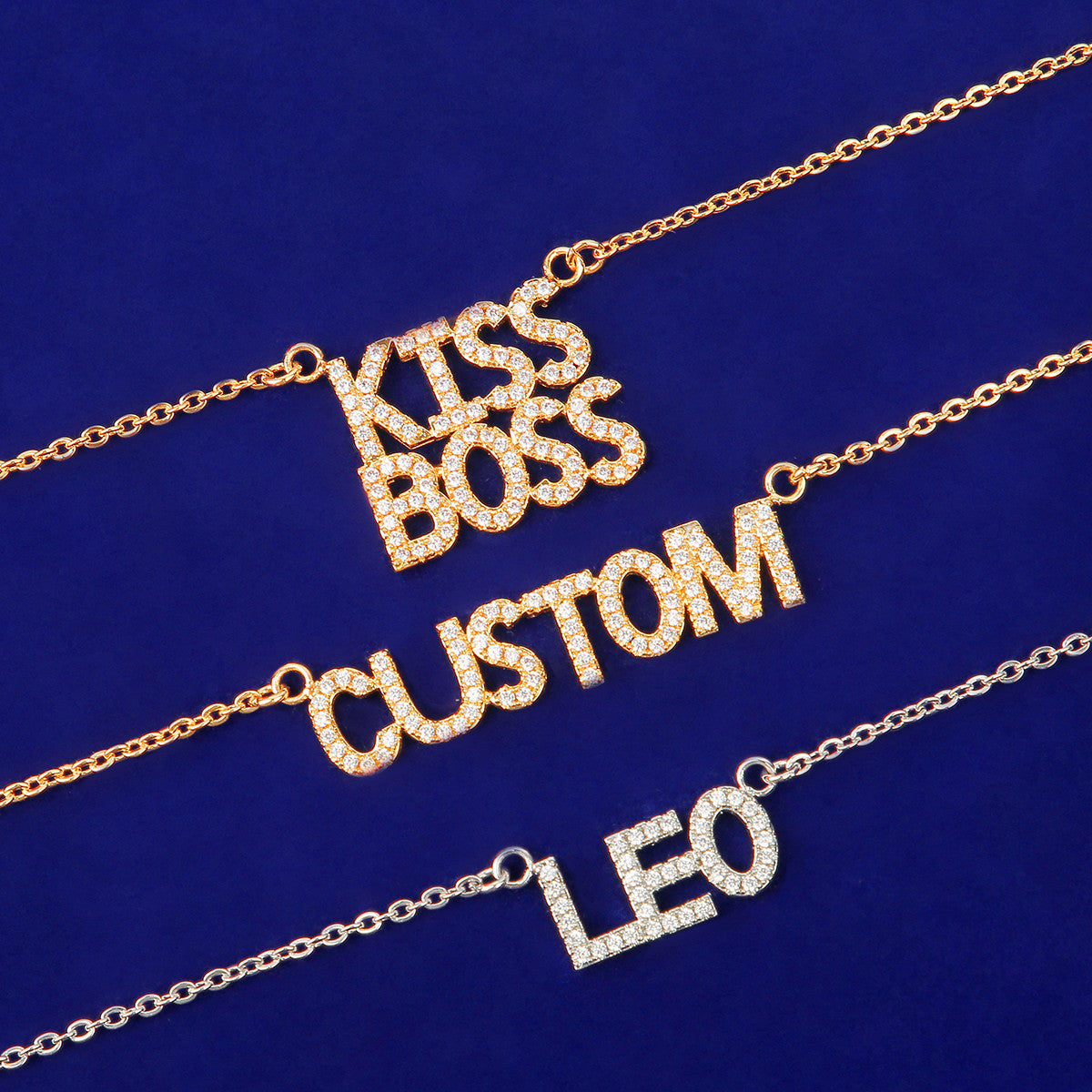 Classic Nameplate | Iced Prong Set Blinged Out Custom Made Initial Letter Necklace