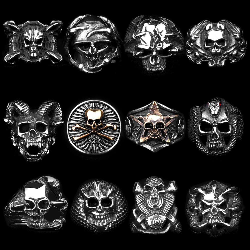 Skull Head Collection | Stainless Steel Wicked Skulls 316L No Fade Bike Skull Rings