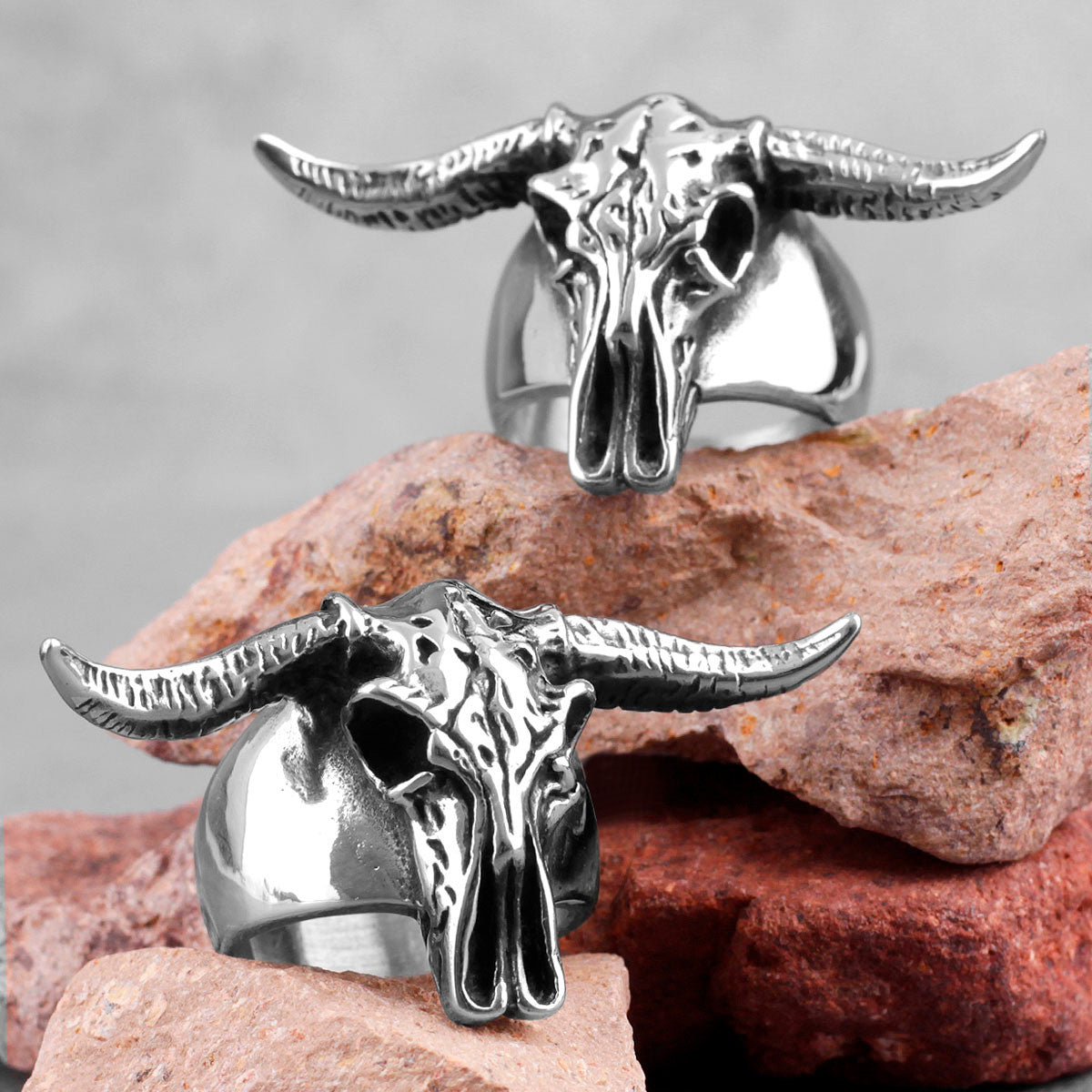 Aries | Mens No Fade 316L Stainless Steel Symbolic Ram Skull Street Wear Rings