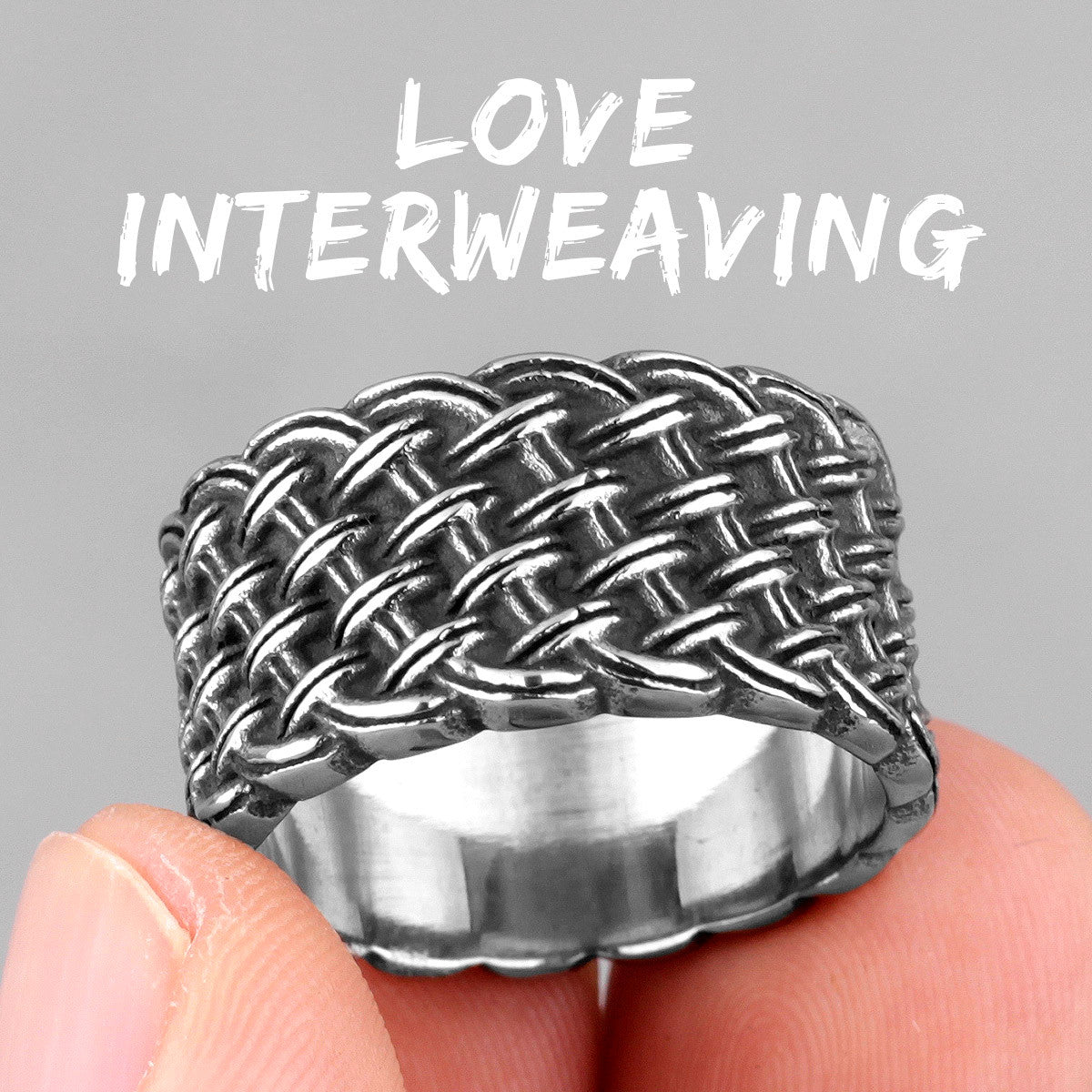 Mens Couples No Fade Stainless Steel Interweaving Love Casual Street Wear Rings