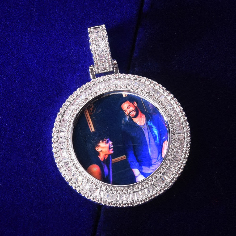 Frozen Reflections | Baguette Double Bezel Iced Custom Photo Pendant
