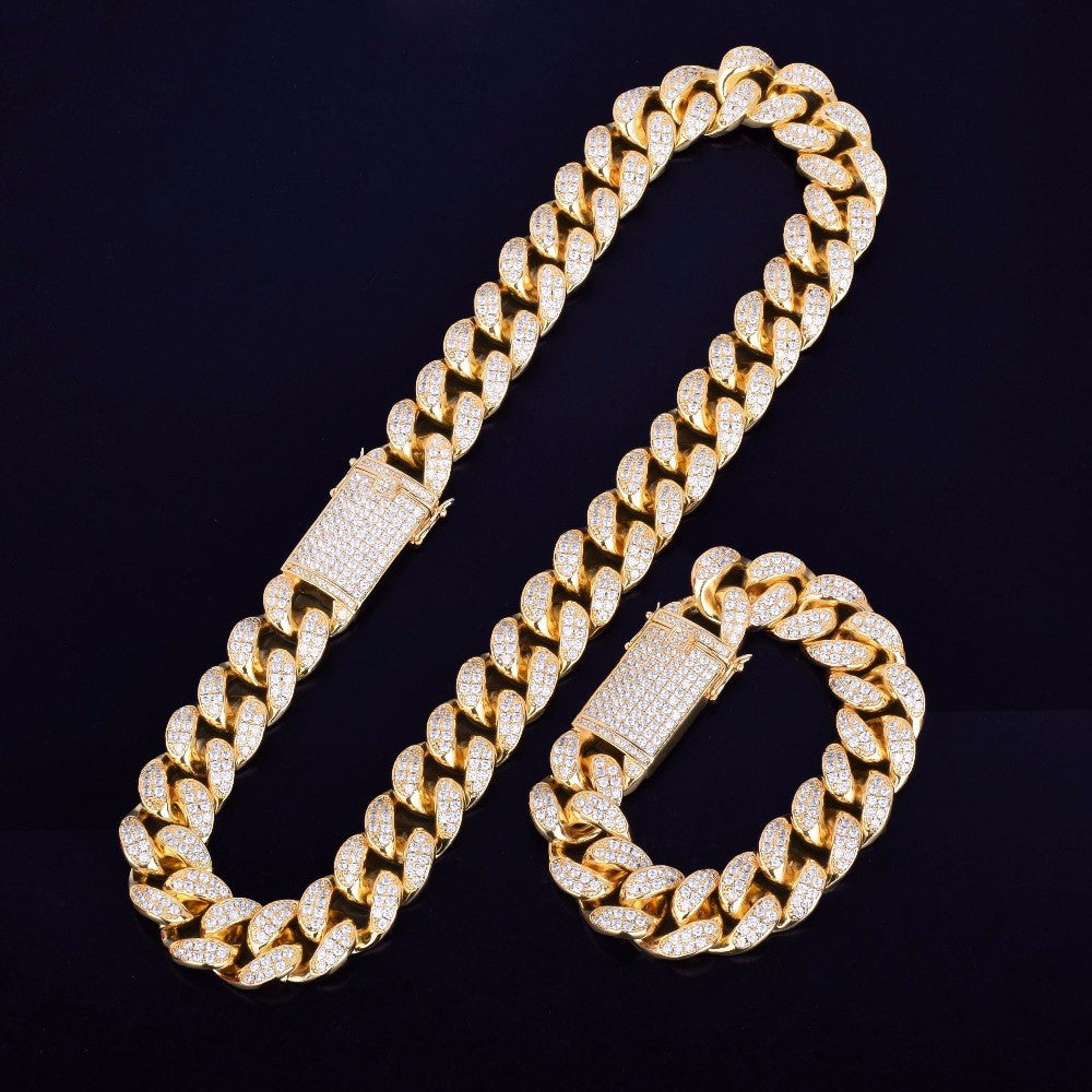 Mens 20mm Bling Heavy 5A True Micro Pave Custom Miami Cuban Link Chain Necklace