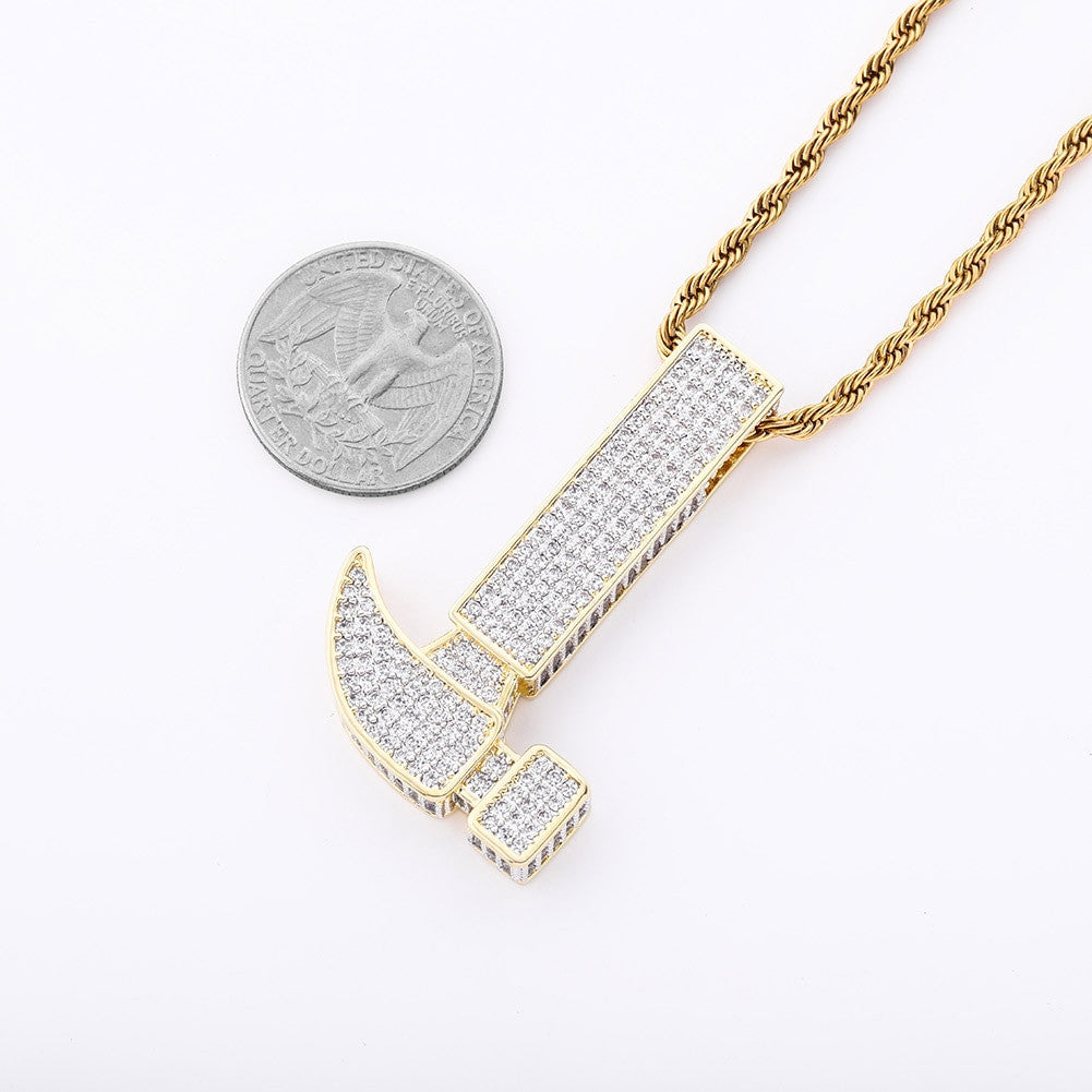 Flooded Ice True AAA+ Micro Pave 14k Gold Bling Hammer Hip Hop Pendant