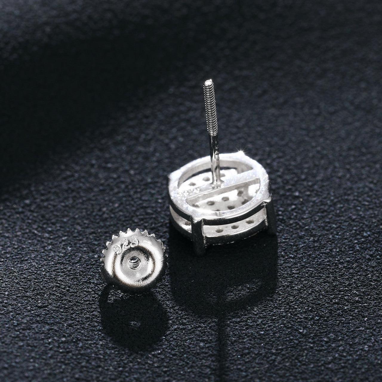 Mens Classic Total Ice 18k Gold over 925 Silver Genuine Lab Diamond Earrings