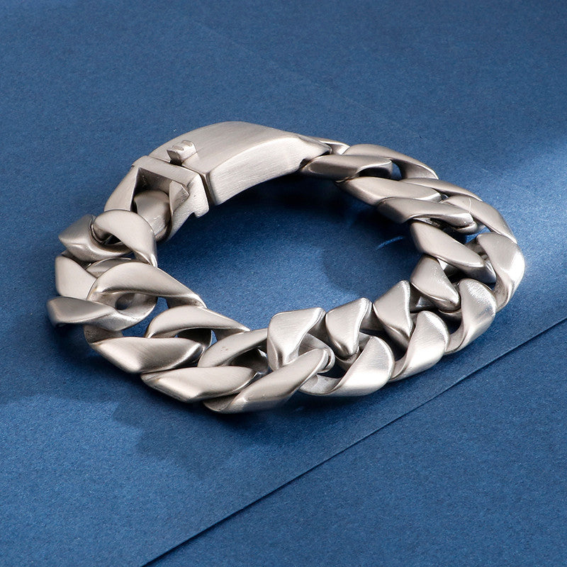 Mens Matte 20mm New Fashion No Fade Thick Stainless Cuban Link Hip Hop Bracelet