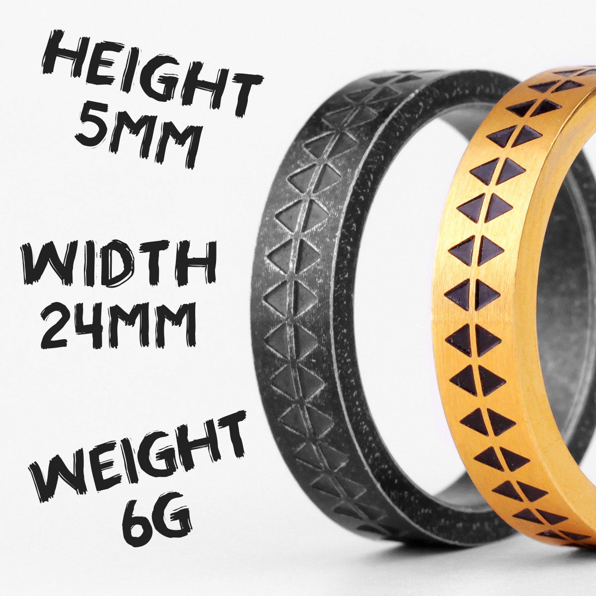 Totem | 14k Gold Black over Solid Stainless Steel Vintage Couple Lovers Rings