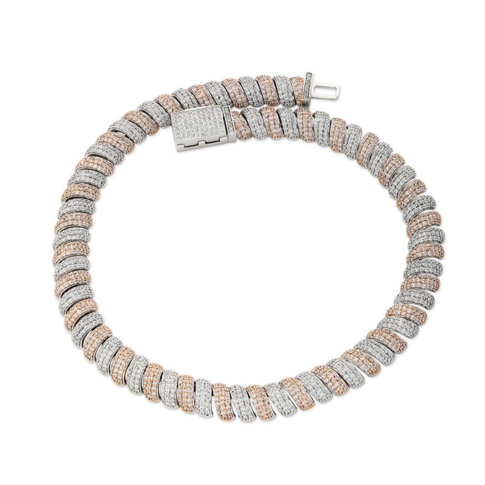 New 14mm Flooded Ice 5A Stone Hip Hop Twisted White Yellow Gold Torque Chain Necklace