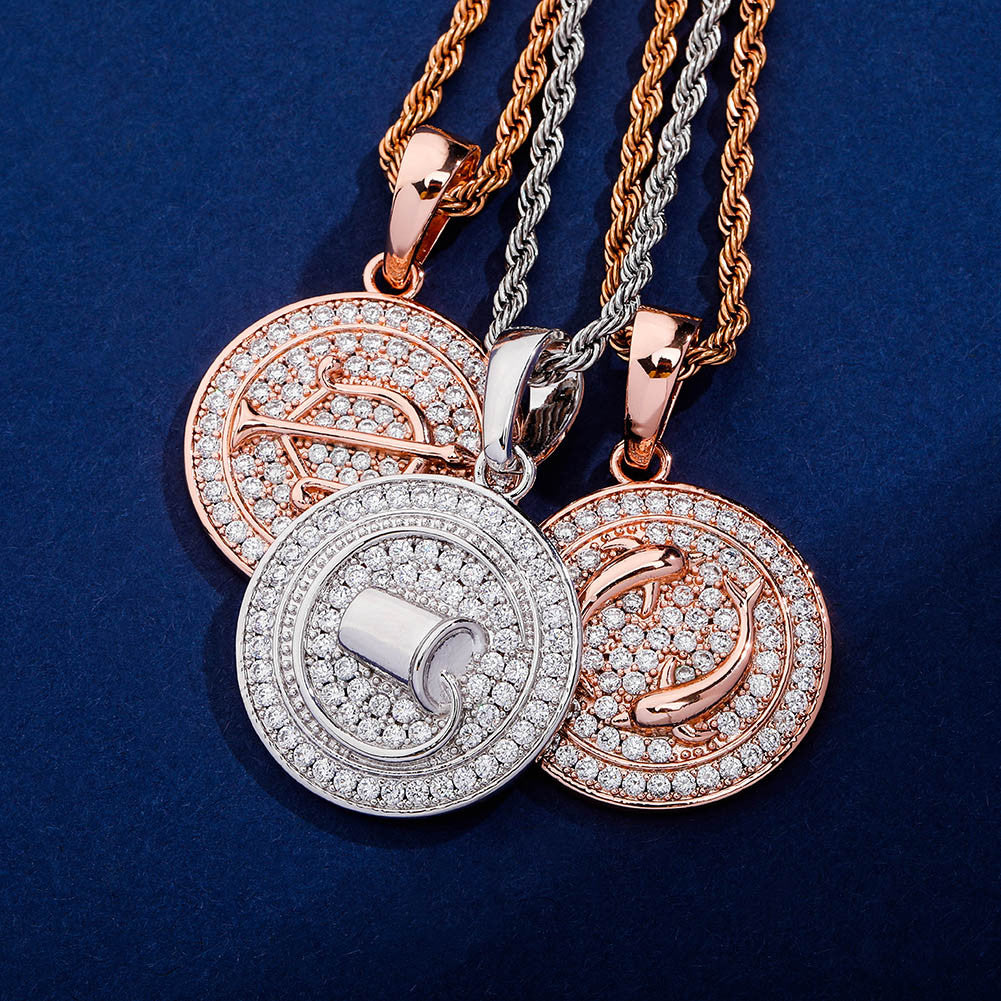 14k Gold Rose Gold .925 Silver Constellations Astrology Simulate Diamond Bling Pendants