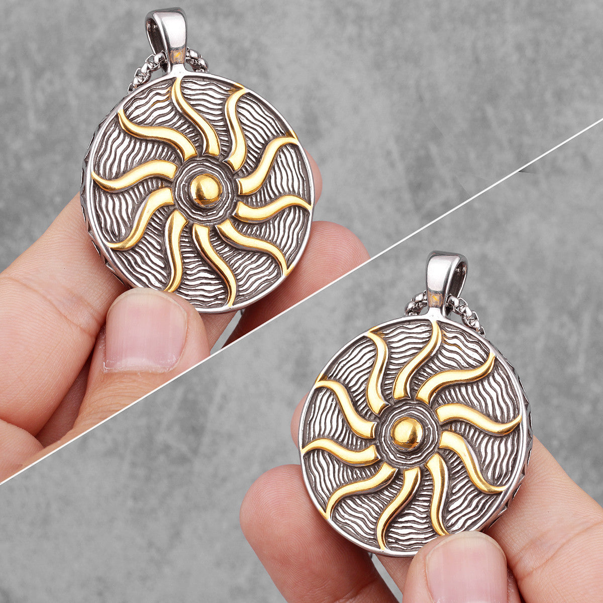 Helios | Greek God Of The Sun Stainless Steel Talisman Pendant Chain Necklace