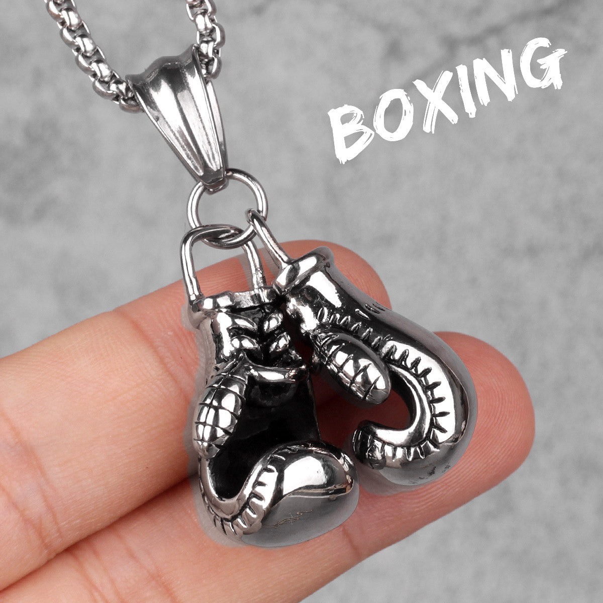 Mens Street Wear No Fade 316L Black Silver 14k Gold Boxing Gloves Pendant Chains